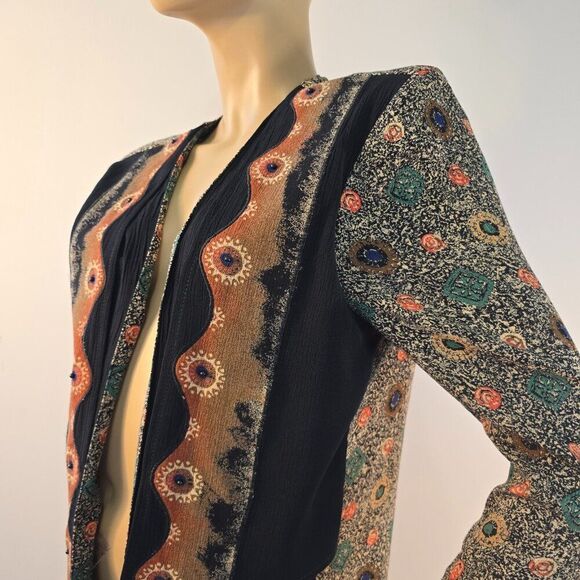 Beverly Rose Open Front Tunic Top Vintage 1980s  Size Medium Made In USA - Picture 7 of 10